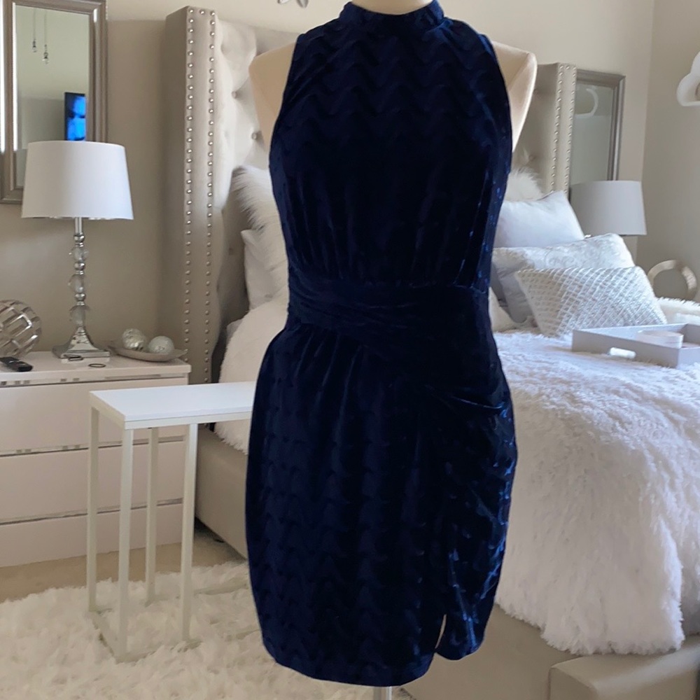 Velvet Classy Blue Dress